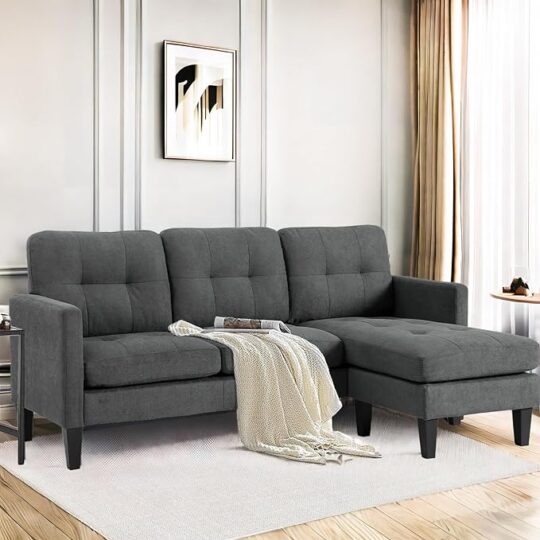 L-Shaped Sectional Modern Sofa - Convertible Sofa Sleeper Sofa Bed Couch Set with Reversible Chaise, Lounge Sofa Modular Cloud Sofa Couch for Living Room Apartment Small Space (Green)