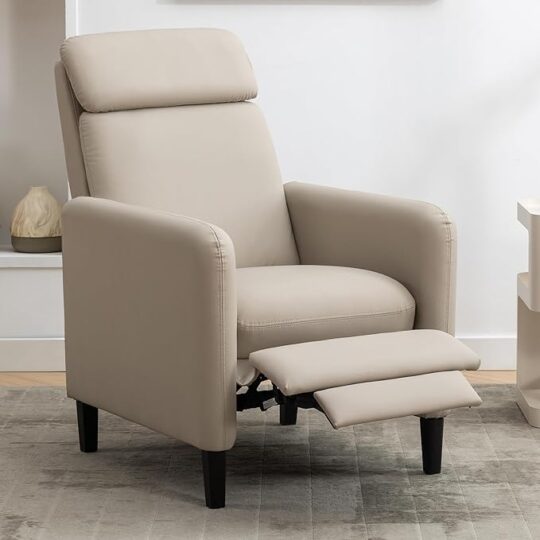 Modern Artistic Color Design Adjustable Recliner Chair, Beige