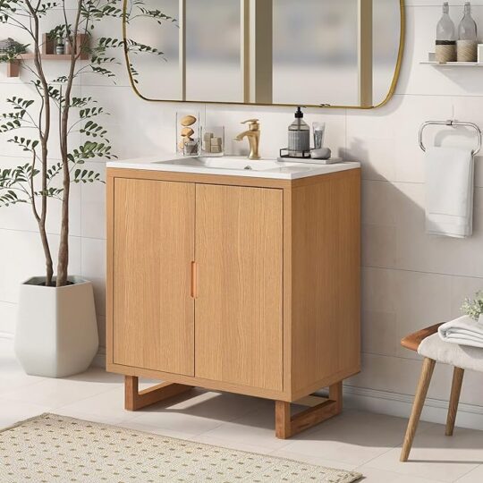 30 INCH Set with Sink Bathroom Vanity, Burly Wood