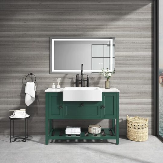 Solid Wood Without Tops Bathroom Vanities, Green