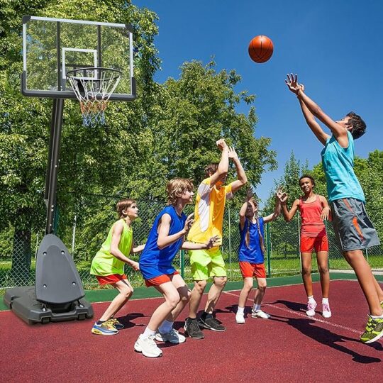 Height Adjustable 7.5 to 10'' Basketball Hoop with Stable Base,Wheels and 44'' Backboard,Use for Outdoor